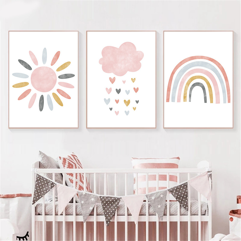 Baby Nursery Picture Frames - (프레임 없음) 어린이 캔버스 인쇄 핑크