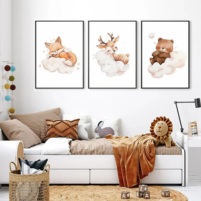 Baby Nursery Picture Frames - 벽 장식 귀여운 너구리 여우 사슴