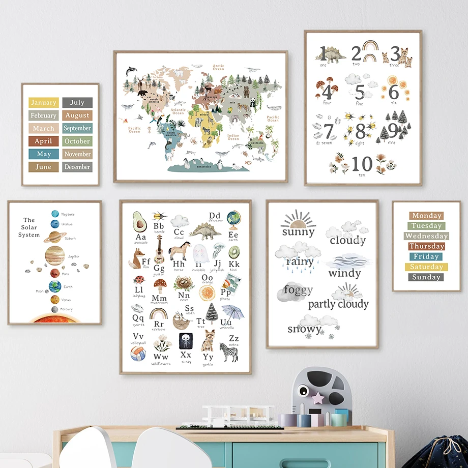 Baby Nursery Picture Frames - (프레임 없음) 교육 보육원 알파벳 숫자