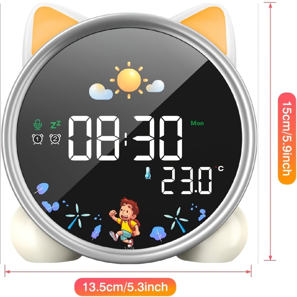 Sound Sleep Trainer Clock - 어린이 알람 시계, 일어나기 쉬운 디자인,