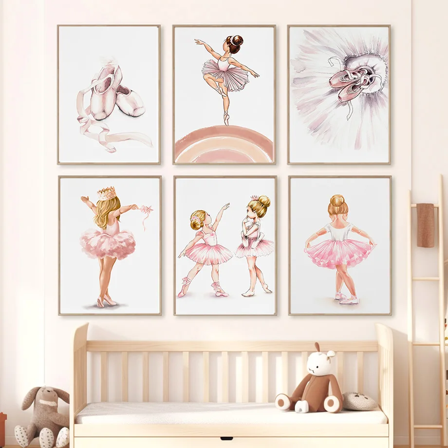 Baby Nursery Picture Frames - (프레임 없음) 수채화 발레 소녀 신발