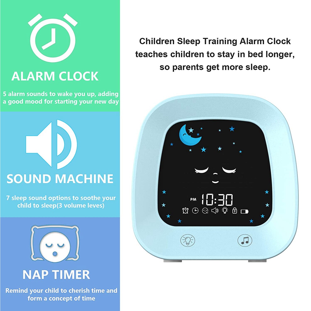 A23E-1 어린이를 위한 알람 시계 세트 4가지 색상 - Sound Sleep Trainer Clock 리뷰 및 가격