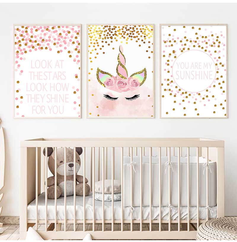 장식 그림 아기 소녀 침실 장식 핑크 유니콘 보육 따옴 - Baby Nursery Quotes Wall Art 리뷰 및 가격