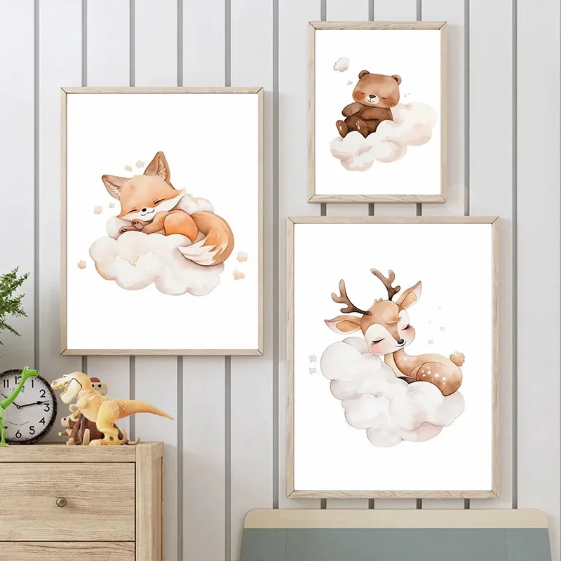 벽 장식 귀여운 너구리 여우 사슴 어린이 침실 포스터  - Baby Nursery Picture Frames 리뷰 및 가격