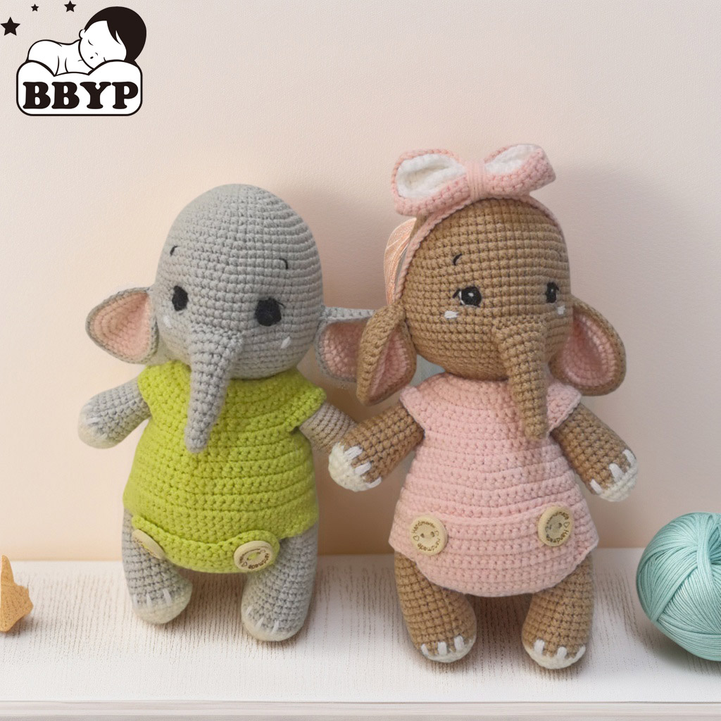수제 크로셰 코끼리 커플 플러시 장난감 - 귀여운 부드 - Baby Nursery Games 리뷰 및 가격