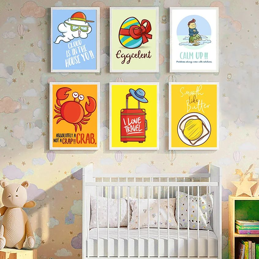 귀엽고 재미있는 만화 인용문 보육원 벽 예술 캔버스 그 - Baby Nursery Quotes 리뷰 및 가격